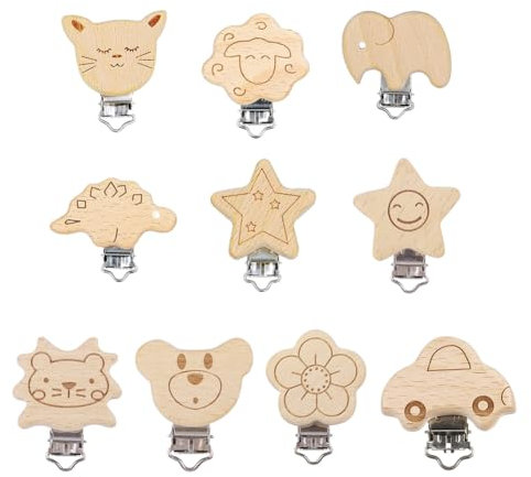 Clip Ciuccio, Clip Ciuccio Legno Clip, Porta Ciuccio Legno, 10 Pezzi Clip Ciuccio In Legno, Clip Ciuccio Legno Di Bambino