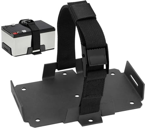 Small Battery Tray, Adjustable Cells Storage Holder, Automotive Voltage Pack With Hold Down Strap, Durable and Secure, (Size), Ideal for Motorcycles Boats