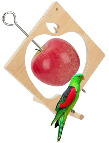 FINGERINSPIRE Comedero colgante de madera para pájaros con forma de manzana, 227 x 150 x 10 mm, comedero rústico con 1 percha, perfecto para jardín, patio trasero y patio para entusiastas de la