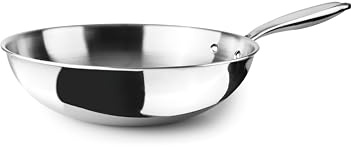 IBILI - Wok Triply Natural 20 Cm, Acciaio inossidabile, Adatto per induzione, senza antiaderente
