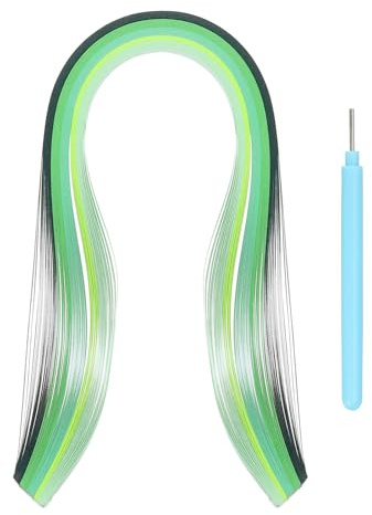 QUARKZMAN Kit De Paper Quilling, Bandes De Paper Quilling De 15.4 Pouces 3mm Avec Stylo Bleu Pour Débutants Outils D'enseignement De Bricolage Artisanat Décoration(Vert, Pack De 100)