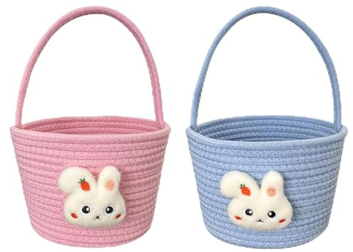 Shyllin söt påskkorg, påskharkorgset för påskäggsjakt, påskkorgar, (Pink Bule)