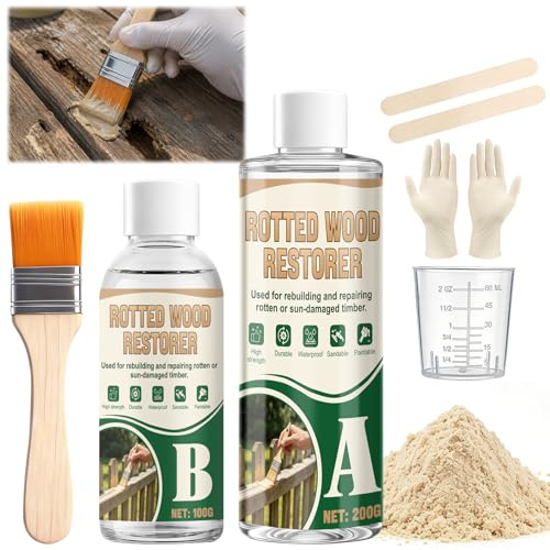 Resina Epossidica per Legno, Stucco Epossidico per Legnoo, Resina per Legnos Riempitiva, Riempie e Rinforza Il Legno's Rapidamente e Facilmente, polvere di legno a 80 mesh