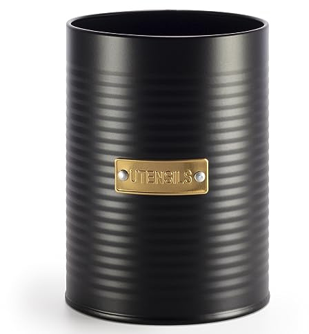 EHC Utensil Organiser Storage Pot Jar, Matte Black, 1L, 15 (H) x 11 (Dia.) cm