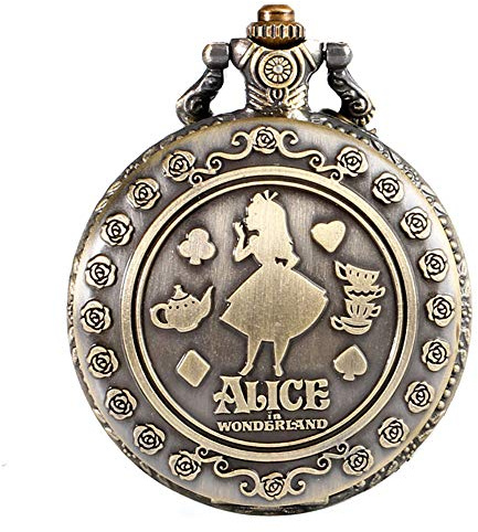 Orologio da tasca vintage in bronzo inciso retrò con catena per uomo e ragazzo Confezione regalo