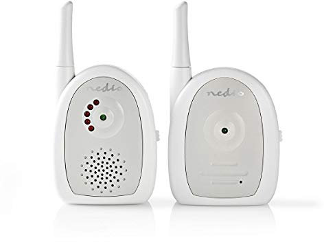Nedis Nedis - Audio-Babyphone - 2,4 GHz - FHSS-Technologie - Plug-and-Play - Reichweite 300m - Voice Activated Alert (VOX) - Variable Geschwindigkeiten - Visual Sound-Indikator - Out-of-Range-Warnung 2.05 m Grau / Weiss, Weiß/Grau, BAMO111AUWT