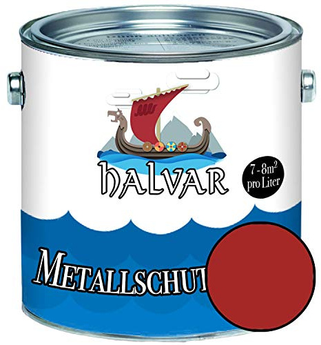 Halvar Metallskyddslack glänsande röd RAL 3000-3031 metallfärg särskilt robust syntetisk hartslack vädertålig och perfekt långtidsskyddmetall (1 L, RAL 3002 karminröd)