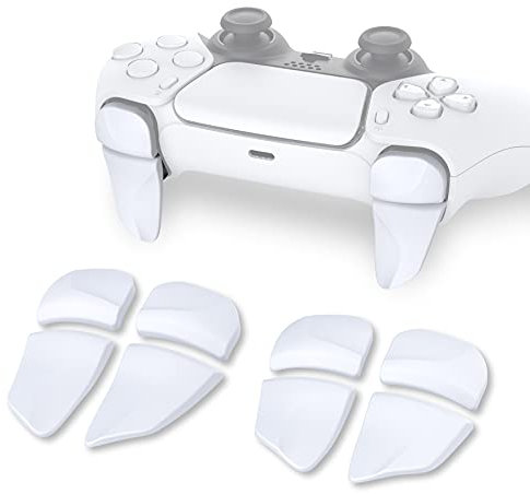PlayVital Trigger Estensione per ps5/Edge Controller Joystick,BLADE Tasti L1 L2 R1 R2 Grilletto Lungo per PS Portal Remote Player,2 Paia,Bianco