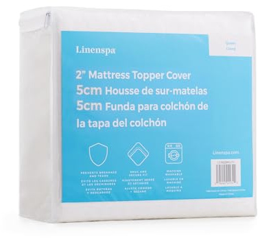 Linenspa Cubrecolchón de Espuma viscoelástica de 2 Pulgadas, Mantiene el cubrecolchón Limpio y Seguro, Lavable a máquina, Antideslizante, Transpirable