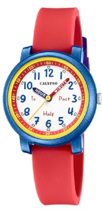 Calypso Orologio Bambino Analogico - Caucciù Rosso - Movimento al Quarzo - Orologio Infantile - Vetro Resistente - Impermeabile 5 ATM - My First Watch - K5827/5