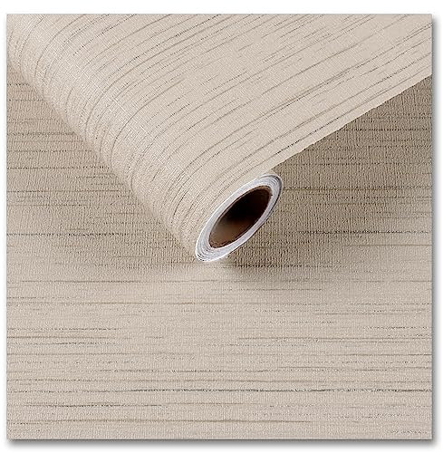 CRE8TIVE Papier Peint Intissé Texture Lin Beige - Vinyle Adhésif Imperméable pour Meuble et Cuisine - Décoratif Autocollant 30cm x 200cm
