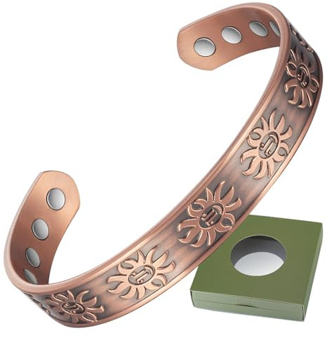 MacCopper Herren-Kupferarmband, 99,9 % reines Kupfer, Magnetarmband mit 8 Magneten, 16,5 cm, verstellbare Magnete, Schmuck mit Schmuck-Geschenkbox (Kupfer A)