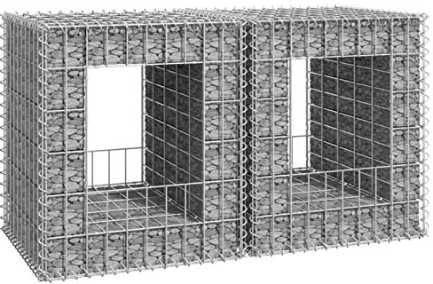 Homgoday Gabion Basket Posts 2 pcs 50x50x60 cm Iron, Gabion Baskets, Metal Gabion Cages for Stones, Garden Decor Wall Partition Set