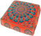 Mandala Life ART Orange Pouf Ottomane Bezug mit Samtstickerei – weicher, bestickter Bodenkissen mit marokkanischem Design, 60cm Durchmesser, ideal für Wohnzimmer, Schlafzimmer oder Meditationsraum