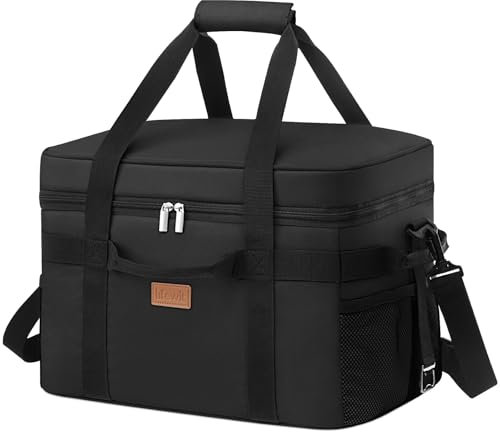 Lifewit Kühltasche 30L, Faltbar Picknicktasche für Essen & Getränke, Kühlbox Tragbare Eistasche für Männer, Frauen, Isolierte Thermotasche für die Arbeit, Camping und den täglichen Gebrauch, Schwarz