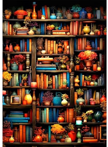 Jawecci Bücherregal Diamond Painting Erwachsene, 5D Diamant Painting Buch Bilder Erwachsene Anfänger, DIY Runde Steine Diamant Kunst Set Diamant Malerei Kinder für Home Dekor 30x40cm