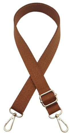 GreatRise 2,5 cm bred axelrem av bomull 73–130 cm justerbar väskrem för ombyte enfärgad ersättning axelrem för Crossbody laptopväska kameraväska brun silverstängning