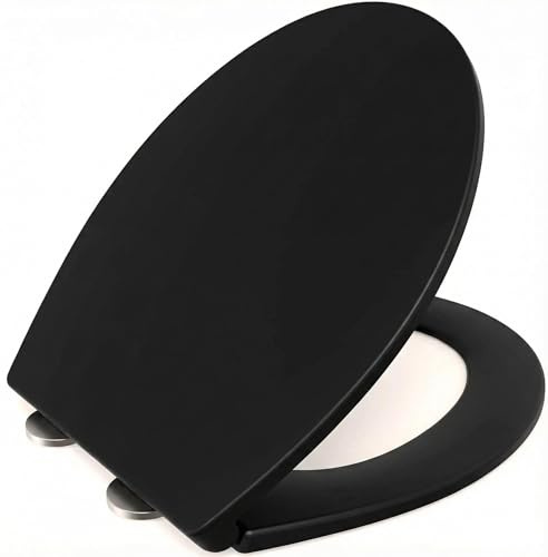 SINOBATH Asiento de inodoro termoestable premium en forma de O con bisagras de acero inoxidable y función de cierre suave