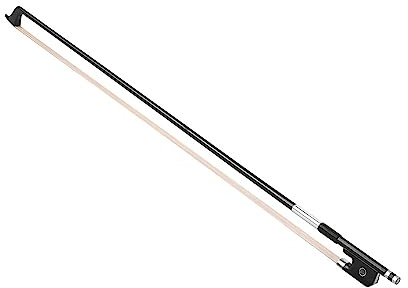 Fafeicy 4/4 Size Cello Bow White Horsehair Music Accessories Ebony Frog Well Balanced for Smooth Playing Bright Sound