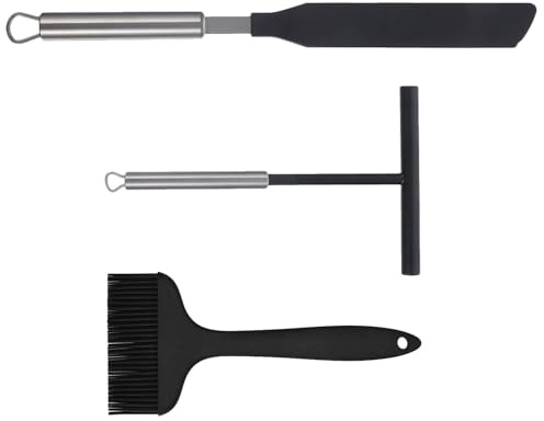 GALPADA Set Spatola per crêpe in Acciaio Inox con Spatola e Raschietto Utensili Professionali per Pancake e Pasticceria Kit per Preparazione Colazioni Rapide e Uso Domestico