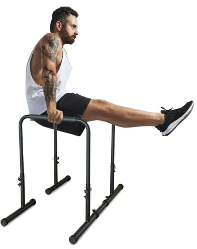 Dip Barren justerbar – höjdjusterbar dip-station för hem, Calisthenics utrustning med förstärkt stålram, kan belastas upp till 249 kg, vikbar och halkfri