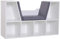 HOMCOM Bookcase Storage Shelf with Cushioned Reading Seat, Cube Bookshelf Organizer for Bedroom Living Room, White