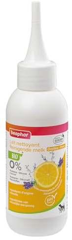 Beaphar – Lait Nettoyant Oreilles Éco-certifié pour Chien et Chat – Contient de l'Aloe Vera et des huiles essentielles de Citron et Lavandin Bio – pH Neutre – Prêt à l'emploi – 100 ML