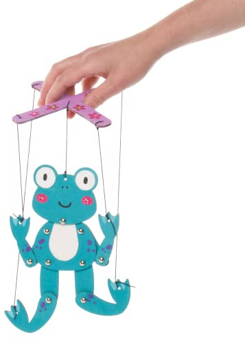 Baker Ross AX825 Frosch Marionette Holz Bastelset - 3er Pack, Basteln und Dekorieren geeignet für Kinder
