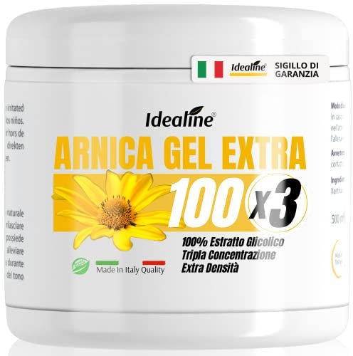 Arnica Gel Extra Forte 500ml, Arnica per Cavalli Uso Umano 100% Estratto Glicolico Puro con Menta Piperita, Arnica Gel Forte per Sollievo Muscoli e Articolazioni, Arnica Montana Made in Italy