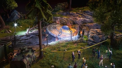 NOCH UFO-Absturz, mit handkoloriertem Hartschaum und 3D-Alien, ideal für H0, TT, N Modelleisenbahn-Sets