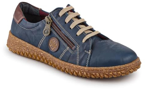 Loretta Leather Trainers - Navy Size 5
