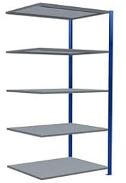 qpool24 Anbauregal, Fachbodenregal Stecksystem MULTIplus330, 2000 x 1000 x 800 mm (HxBxT), 5 Fachböden, Kreuzstrebe, RAL 5010 enzianblau/verzinkt