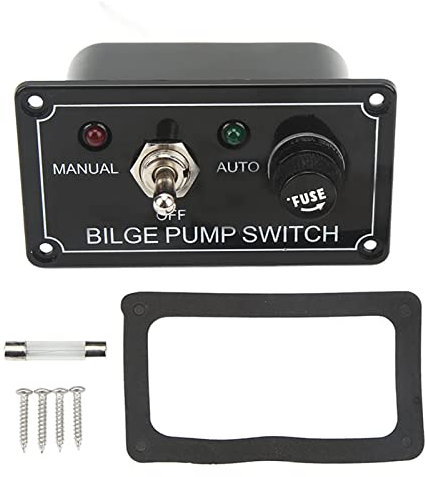 DC 12V Rocker Toggle Switch Panel with 2 Color LED Indicators Auto Off Manual Switch Panel for Boats Speedboats SUV Trucks Motor Boat