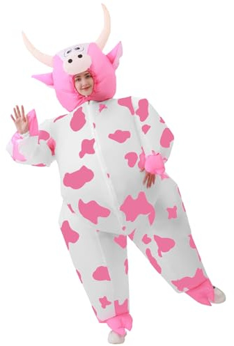 JASHKE Disfraz Hinchable Vaca Rosa Disfraces Vaca Inflables Adulto Mujer Hombre Traje para Halloween Carnaval Navidad