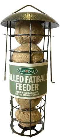 Oakdale Hanging Fat Ball Bird Feeder | Includes Premium Fat Balls | Wild Bird Feeders for Garden | Easy Fill & Clean | Attracts Sparrows & Finches | Bird Feeders Hanging Station UK