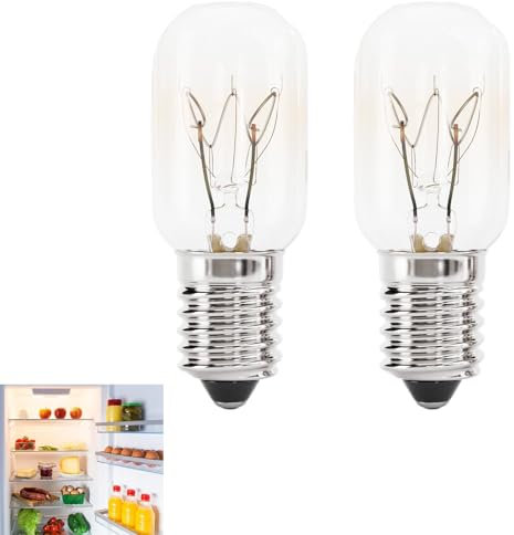 Fadwons 2x Lampe de Sel, Ampoule Frigo 15W E14, Ampoule Refrigerateur Blanc Chaud, T22 60 Lumens, 2700K, Lampe pour Réfrigérateur, Congélateur, Machine à Coudre, Hotte - Ampoules Longue Durée
