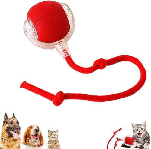 Balle interactive à rouler pour chien, balle à rouler pour chat et chien, balle virale intelligente pour grands et petits chiens, activée par le mouvement (rouge)