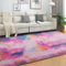 SOANNY Hochflor Wohnzimmer Teppich, Waschbar Anti-Rutsch & Flauschig, Tie-Dye Langflor Teppiche für Schlafzimmer & Kinderzimmer, Bettvorleger Matte, 90x150 cm, Rosa Regenbogen