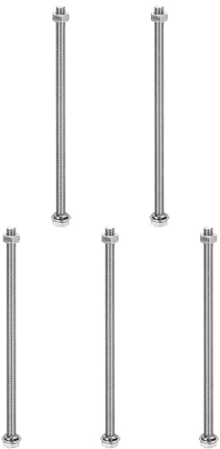 QUARKZMAN M5 X 130mm 304 Edelstahl Sechskantschrauben Muttern Flachscheiben Und Federringscheiben Sortiment Vollgewinde Hochglanz Für Haushalt Elektronikbau 5 Sets