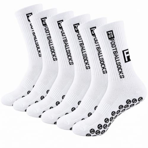 CNMTCCO Calzini da Calcio da Uomo, Grip Calze Antiscivolo Uomo Taglie 39-46, Calzini da Calcio Antiscivolo per Calcio, Basket, Running, Ciclismo
