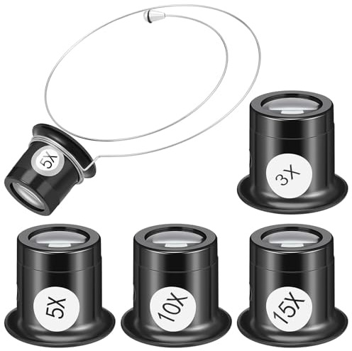 Healvian 4 Pcs Headband Watchmakers Loupe Magnifying Glass Set with Fixing Wire for Precision Watch Repair Jewelry Inspection and Circuit Board Work
