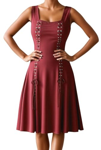 Costume Oktoberfest Donna Vestito Tirolese Donna Dirndl Lungo Oktoberfest Domestica Costume Medievali Rinascimentali Eleganti Abiti da Gioco Ruolo Halloween Versatili Stagioni Costume Matrimonio