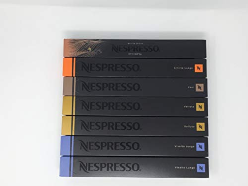 Nespresso – Paquete variado – 70 Cápsulas – 20 x Volluto – COSI – Linizio Lungo – 20 x Vivalto Lungo – Etiopía – Mezcla suave y ligera