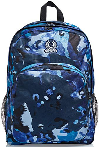 Invicta Zaino Scuola Strong, Doppio Scomparto con Tasca Porta PC, Tasca Porta Borraccia, Tasca con Organizer, Maxi Capiente, Unisex-Bambini e Ragazzi, Blu, 38lt