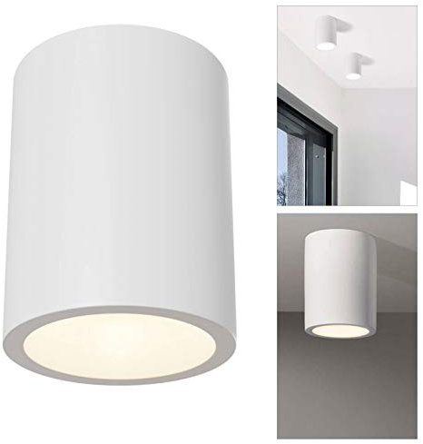 Plafoniera LED GU10 gesso faretto cilindro soffitto luci salotto salone cucina bianco