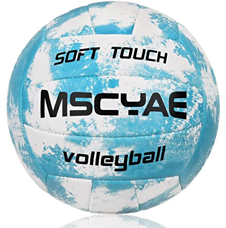Volleybälle offizieller Größe 5,Indoor Outdoor Beachvolleybälle Weiche Berührung Beach Volleyball für Strand, Garten und Bad Blau Weiß