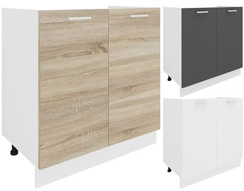 VCM Spülunterschrank Breite 80 cm Spülenschrank Unterschrank Spüle Küche Esilo Weiß/Anthrazit