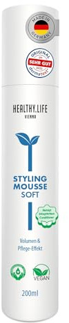 HLV – Styling Mousse Soft, Mousse Soft Schaumfestiger | Flexibler & Natürlicher Halt mit Conditioner | VEGAN, Pflegebedürftiges & Kräftiges Haar, Volumen & Föhnen, Locken Festiger, Haarstyling (200ml)