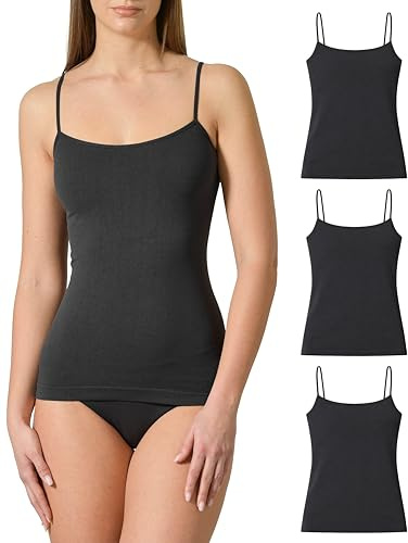 Risalti Débardeur Femme en Microfibre - 3 Pièces Épaule Étroite, Élégant, Plus Doux que le Coton, Caraco Sans Couture, Sous-Vêtements - Made in Italy