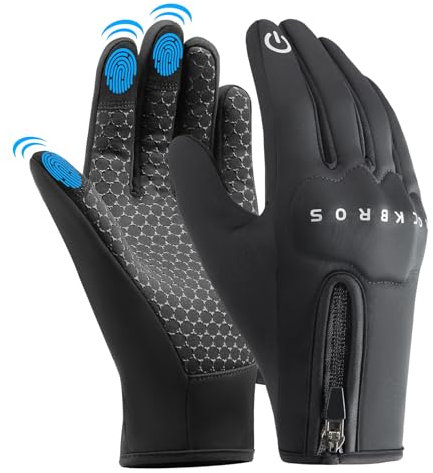 ROCKBROS Guanti da Ciclismo invernale, Guanti Termici per Uomo Donna, Guanti Bici Invernale con Touch Screen, Protezione Articolazione, Guanti Antivento per MTB Ebike Scooter Corsa Escursionismo